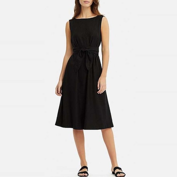 Uniqlo Dresses & Skirts - Uniqlo black linen maxi dress M quiet luxury